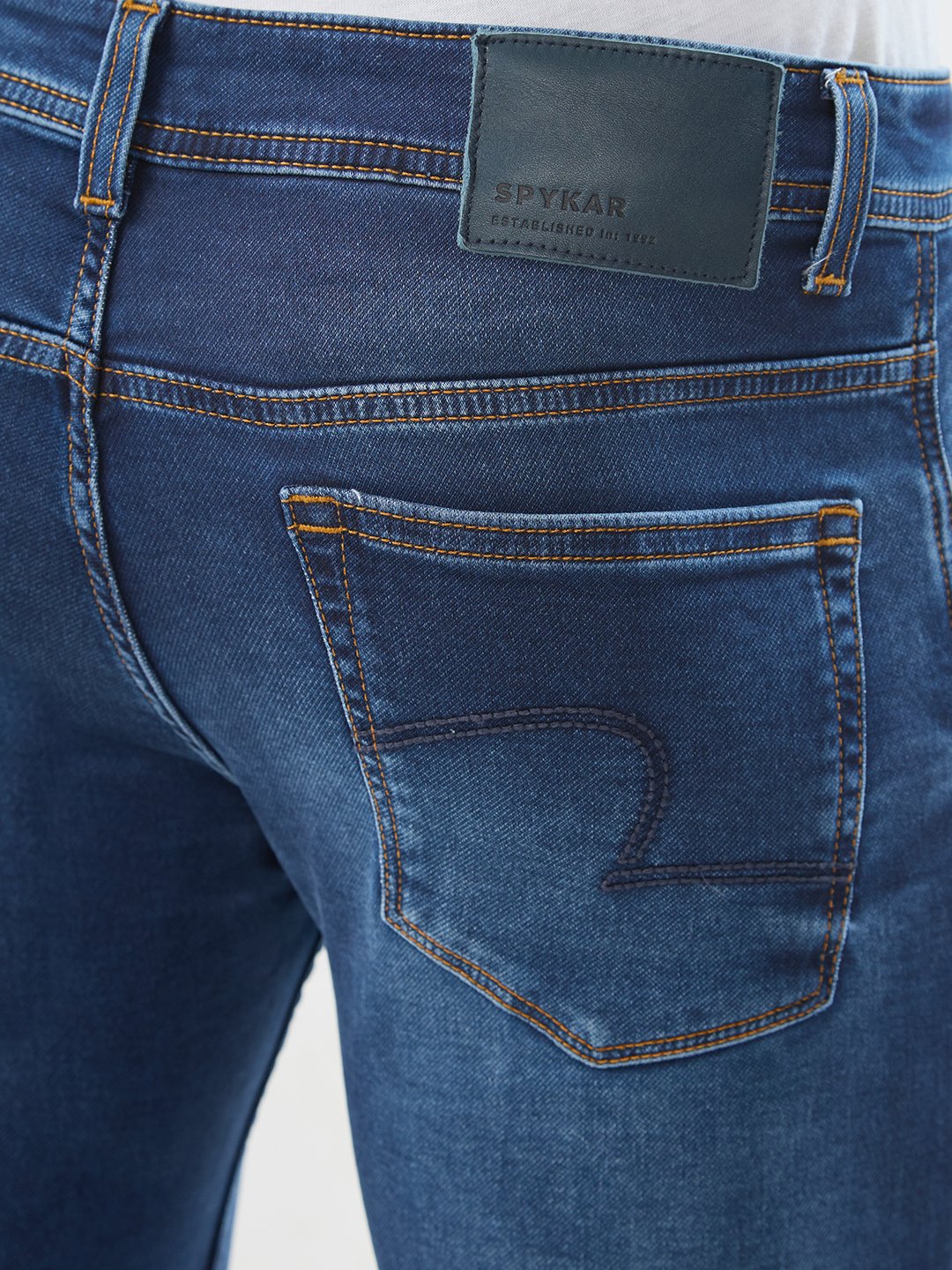 Spykar Dark Blue Slim Fit Low Rise Jeans For Men