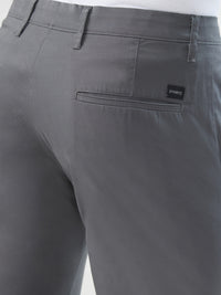 Men Trouser Slim Fit Grey Mid Rise