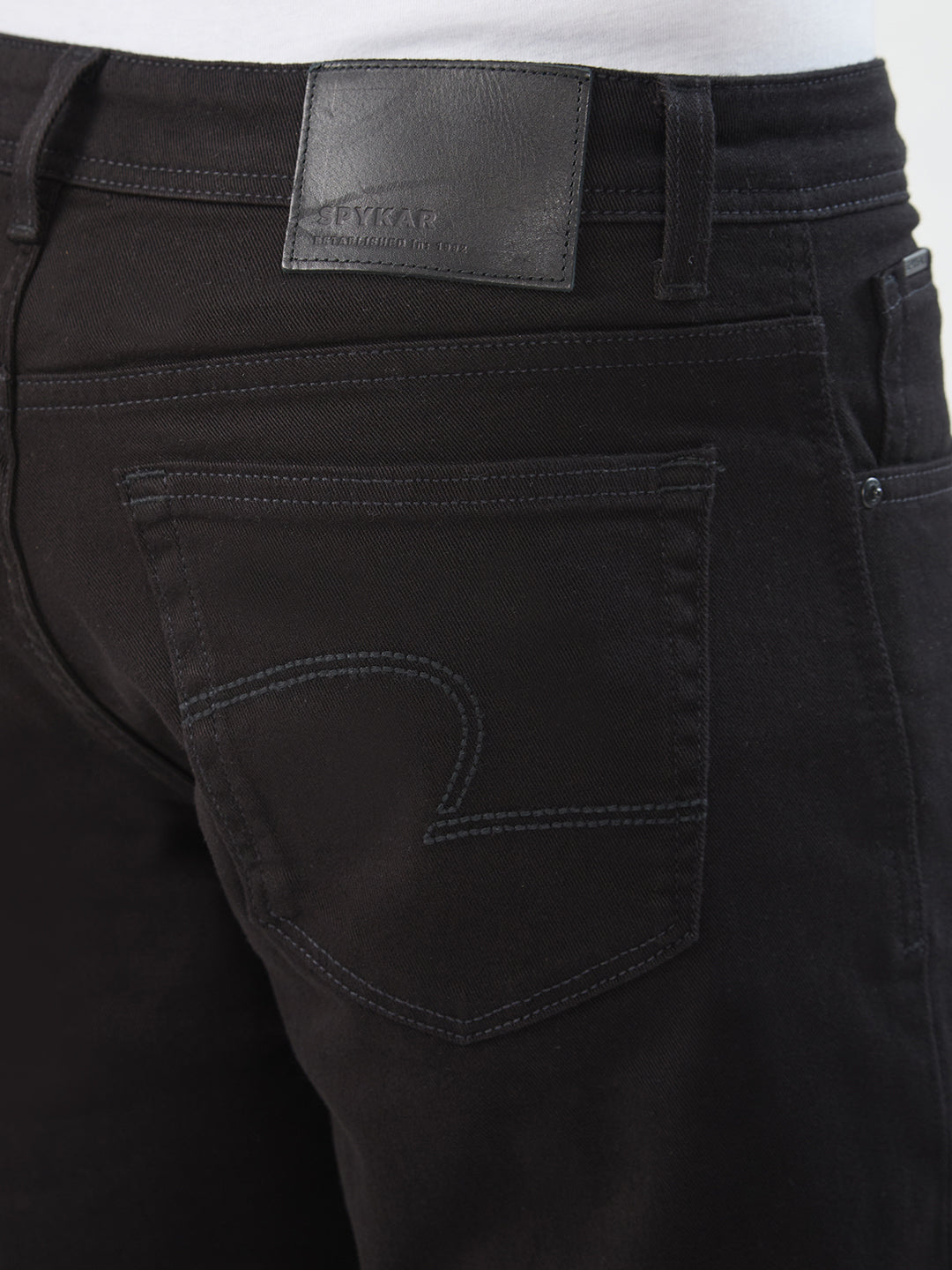 Spykar Black Regular Fit Boot Cut Mid Rise Jeans For Men