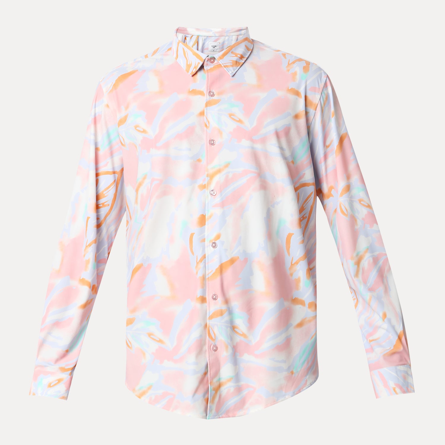 Men Shirt Print Pink Slim Fit