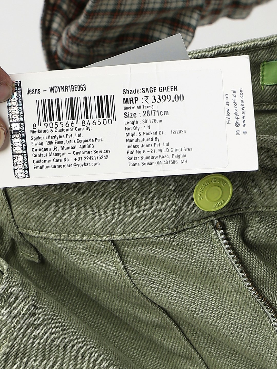 Spykar Sage Green High Rise Straight Fit Casual Jeans For Women