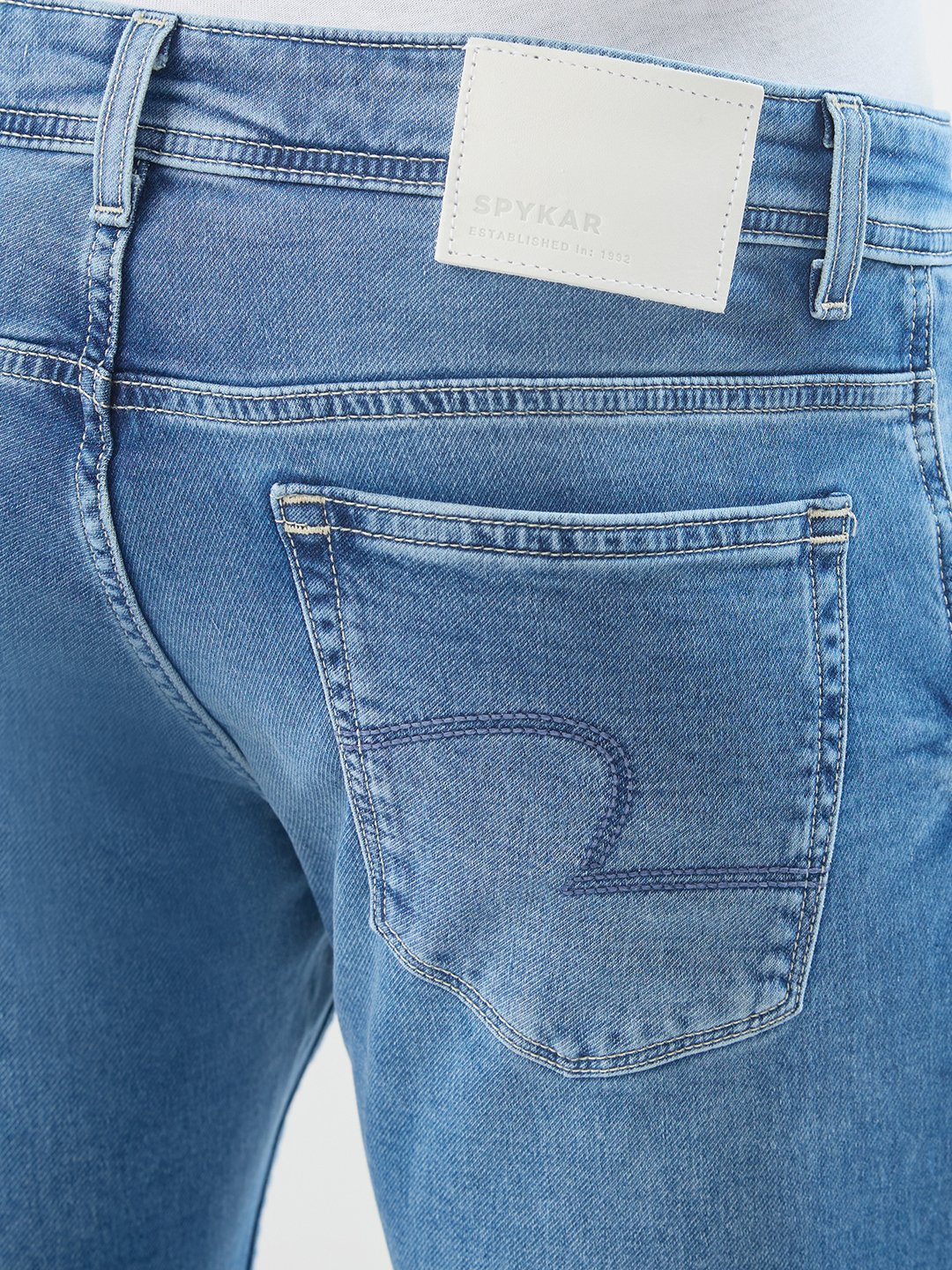 Spykar Mid Blue Slim Fit Mid Rise Jeans For Men