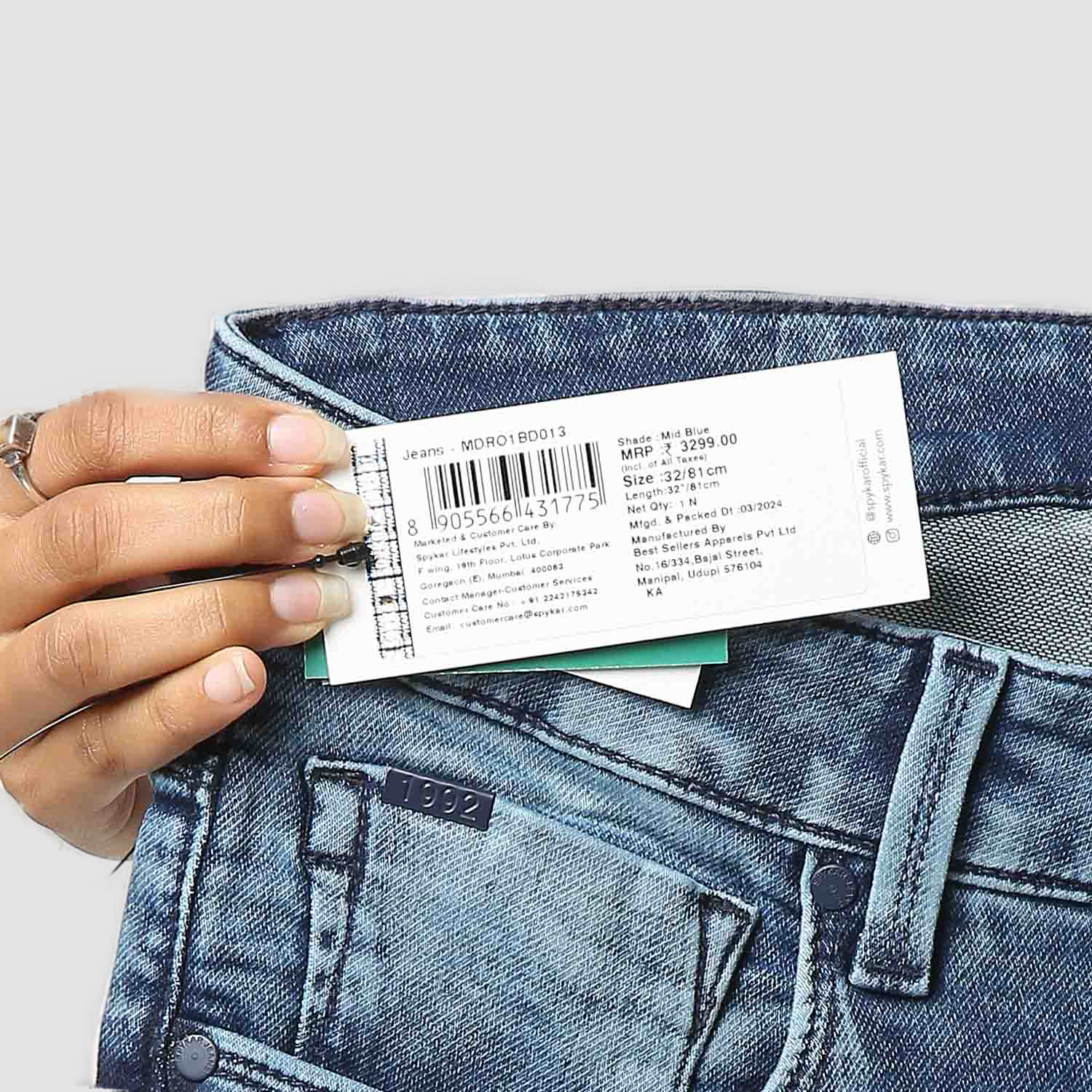 Spykar Mid Blue Mid Rise Regular Fit Casual Jeans For Men