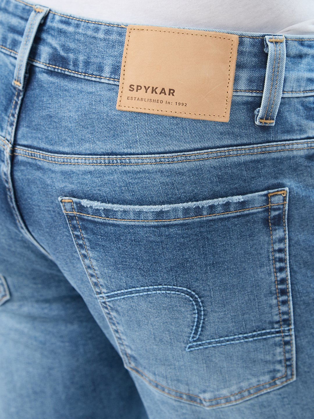 Spykar Light Blue Regular Fit Mid Rise Jeans For Men