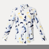 Men Shirt Print White Slim Fit