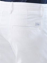 Men Trouser Slim Fit White Mid Rise