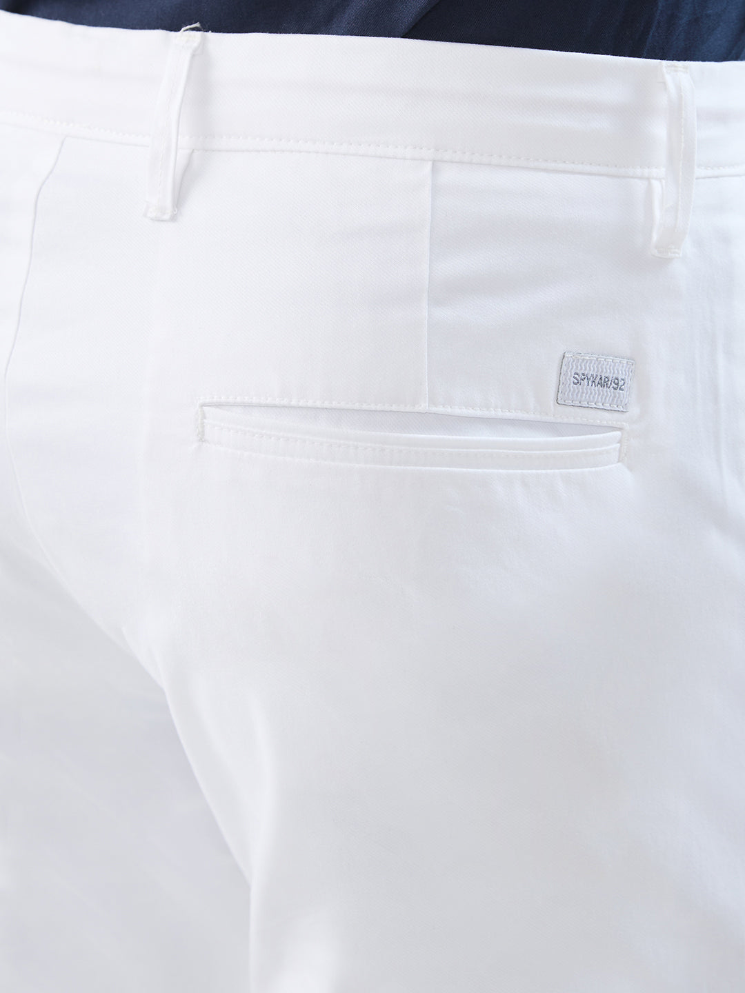 Men Trouser Slim Fit White Mid Rise