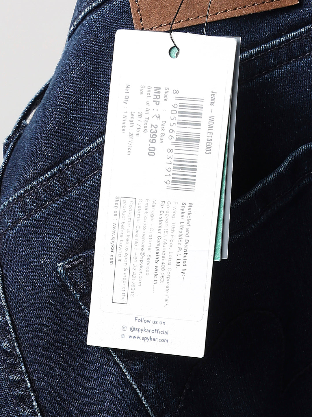 Spykar Dark Blue High Rise Super Skinny Fit Casual Jeans For Women