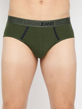 Underjeans By Spykar Men Premium Olive Cotton Blend Brief