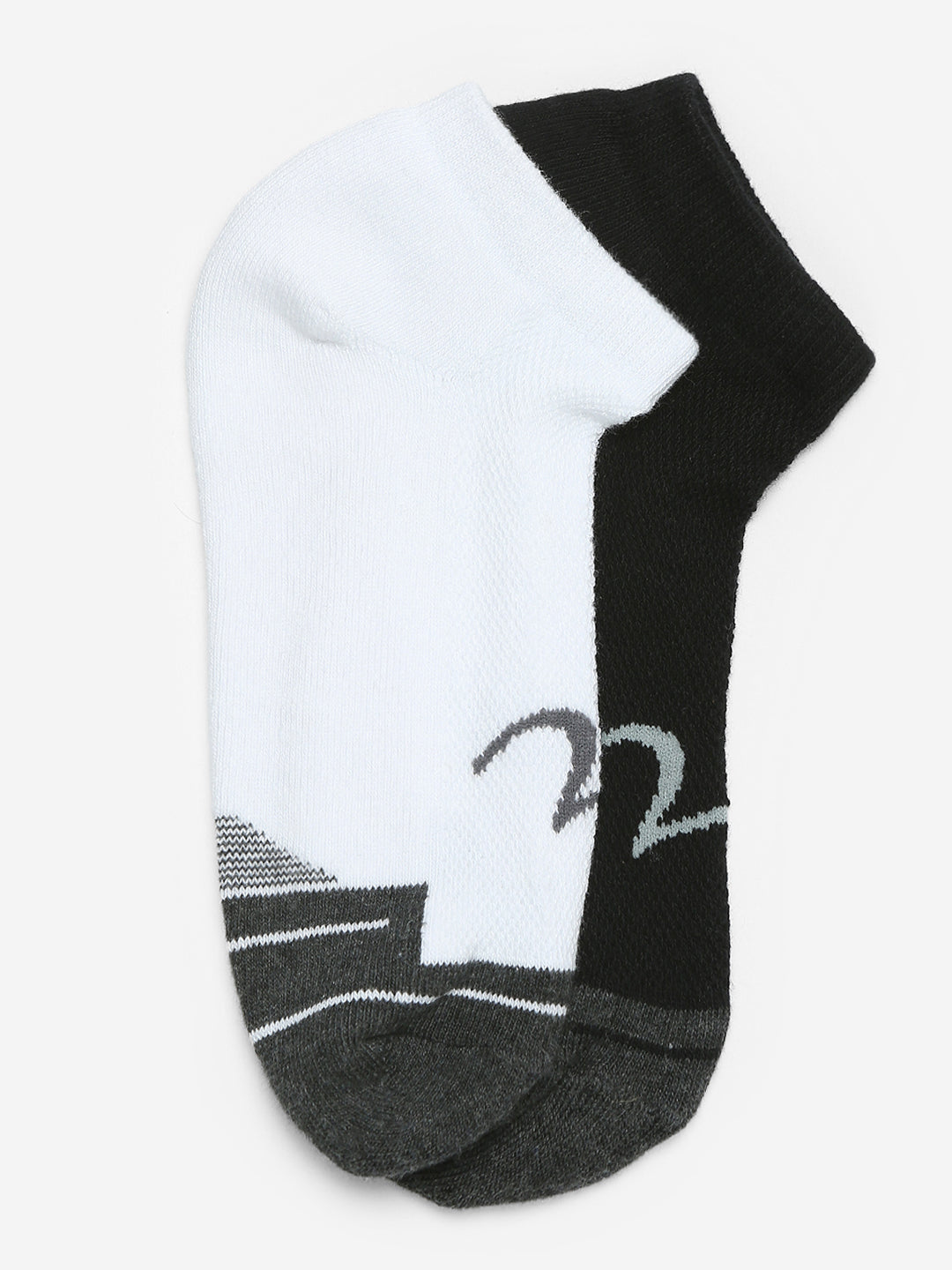 Spykar Black White Solid Mens Ankle Length Socks (Pack of 2)