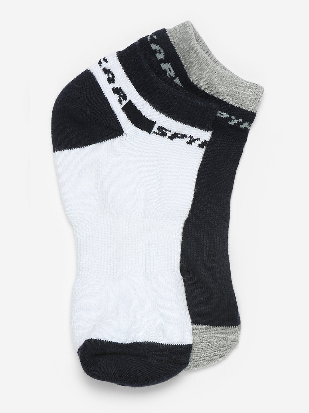 Spykar Navy Grey Solid Mens Ankle Length Socks (Pack of 2)