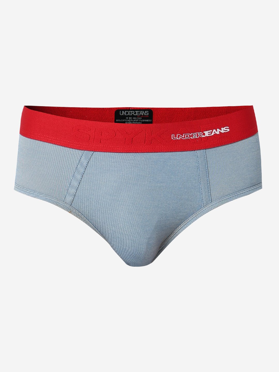 Underjeans by Spykar Men Red Mid Denim Blue Regular Fit Ultrasoft Briefs