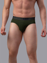 Underjeans By Spykar Men Premium Cotton Blend Olive Brief