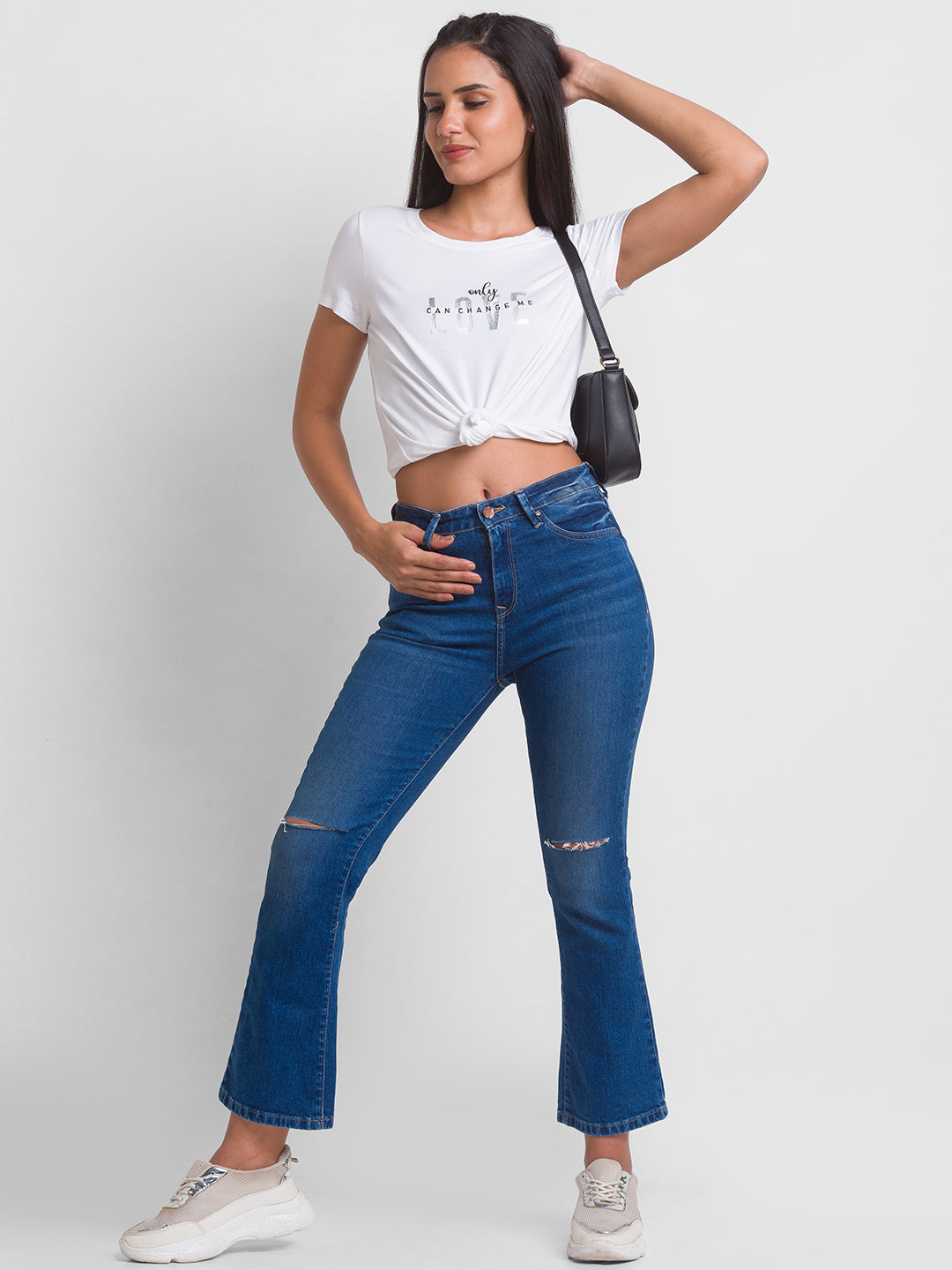 Women Elissa Jeans Boot Cut Fit Dark Blue High Rise