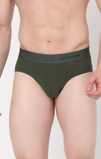 Olive Cotton Brief For Men Premium- Underjeans By Spykar