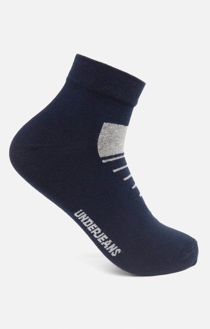 Men Premium Navy Ankle Length (Non Terry) Single Pair Of Socks- Underjeans By Spykar