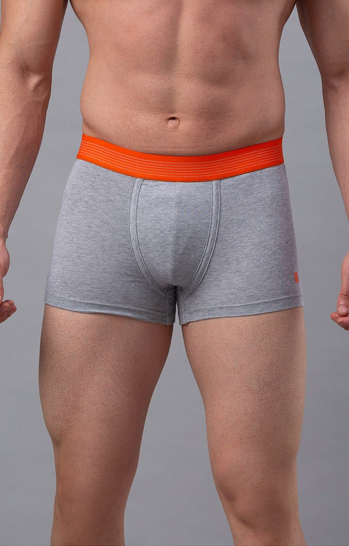 Underjeans By Spykar Men Grey Solid Trunks