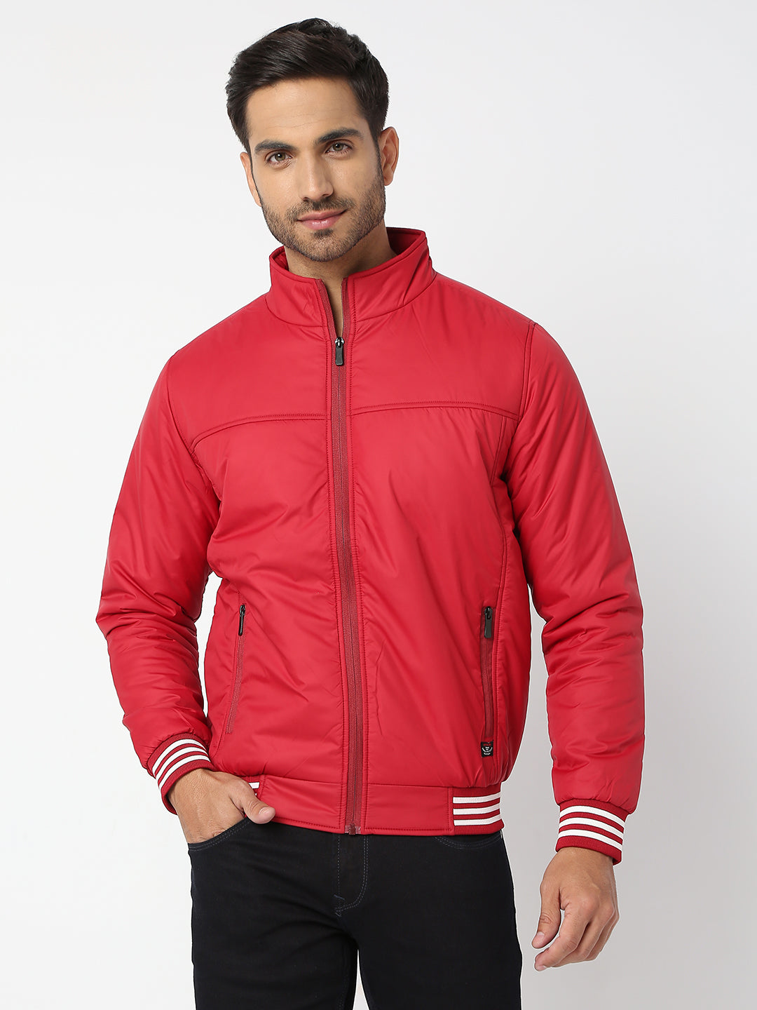 Spykar Men Maroon Nylon Regular Fit Jacket