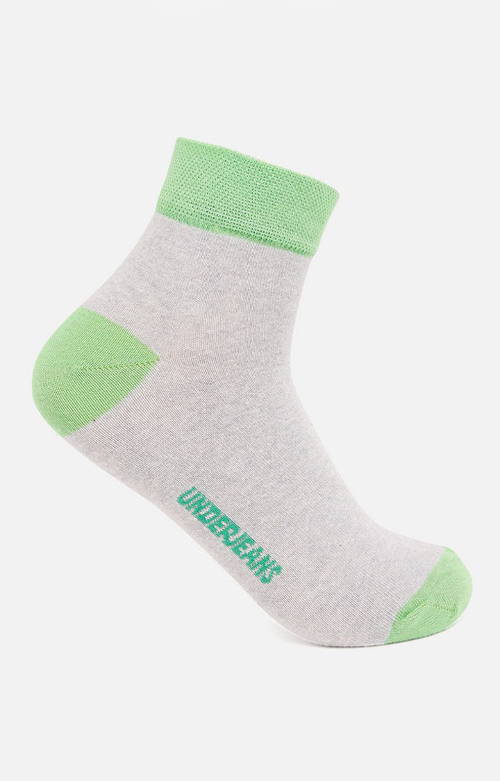 Men Premium Grey Green Ankle Length (Non Terry) Single Pair Of Socks- Underjeans By Spykar