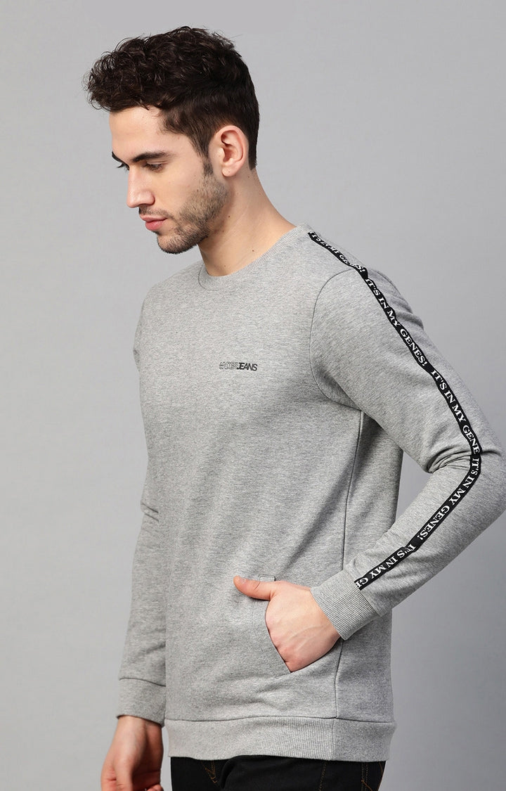 Underjeans by Spykar Men Grey Melange Solid Sweatshirt