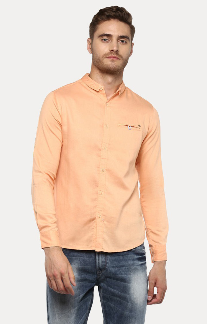 Spykar Men'S Pink Cotton Solid Casual Shirts