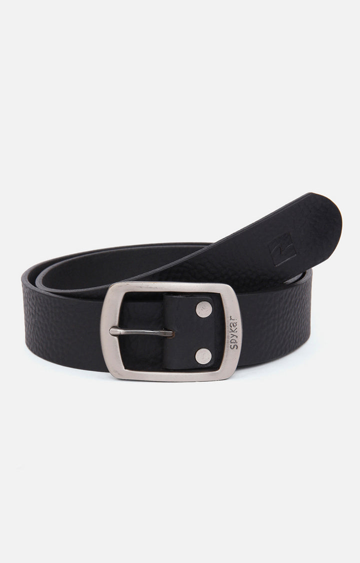 Spykar Black Genuine Leather Belt