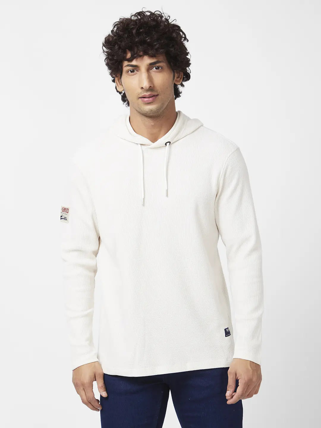 Mens white slim fit hoodie discount