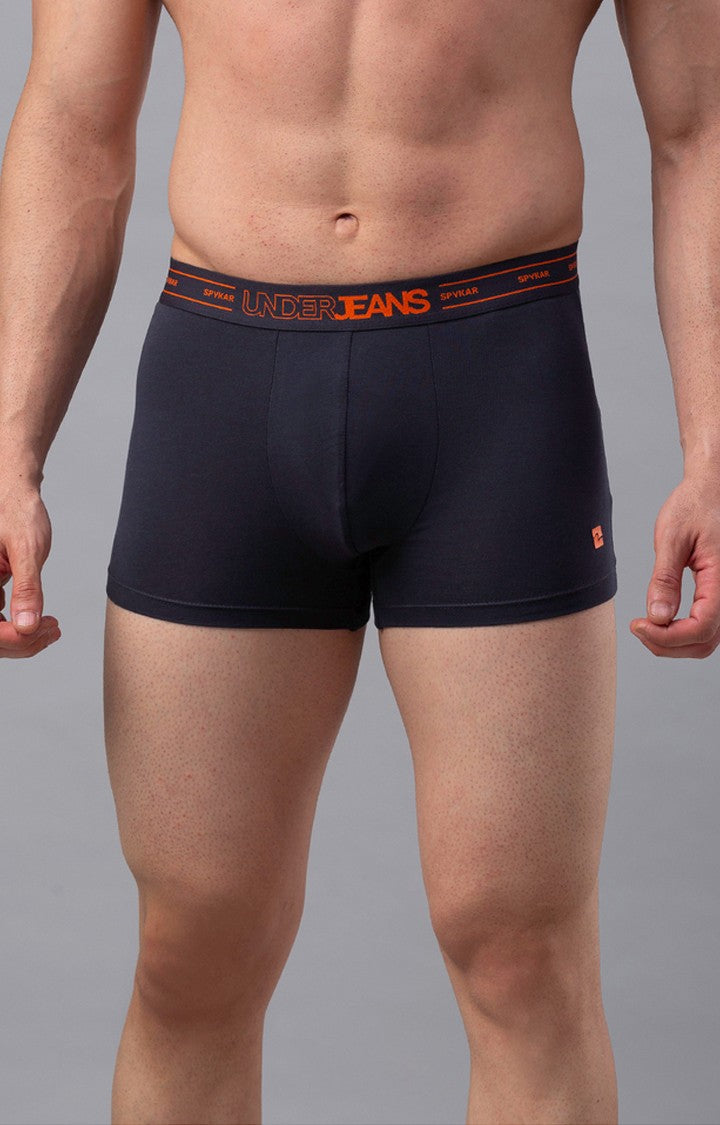 Underjeans By Spykar Men Grey Solid Trunks