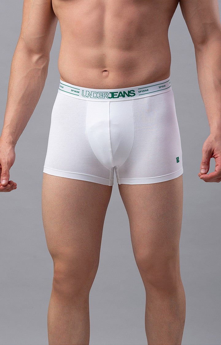 Underjeans By Spykar Men White Soild Trunks