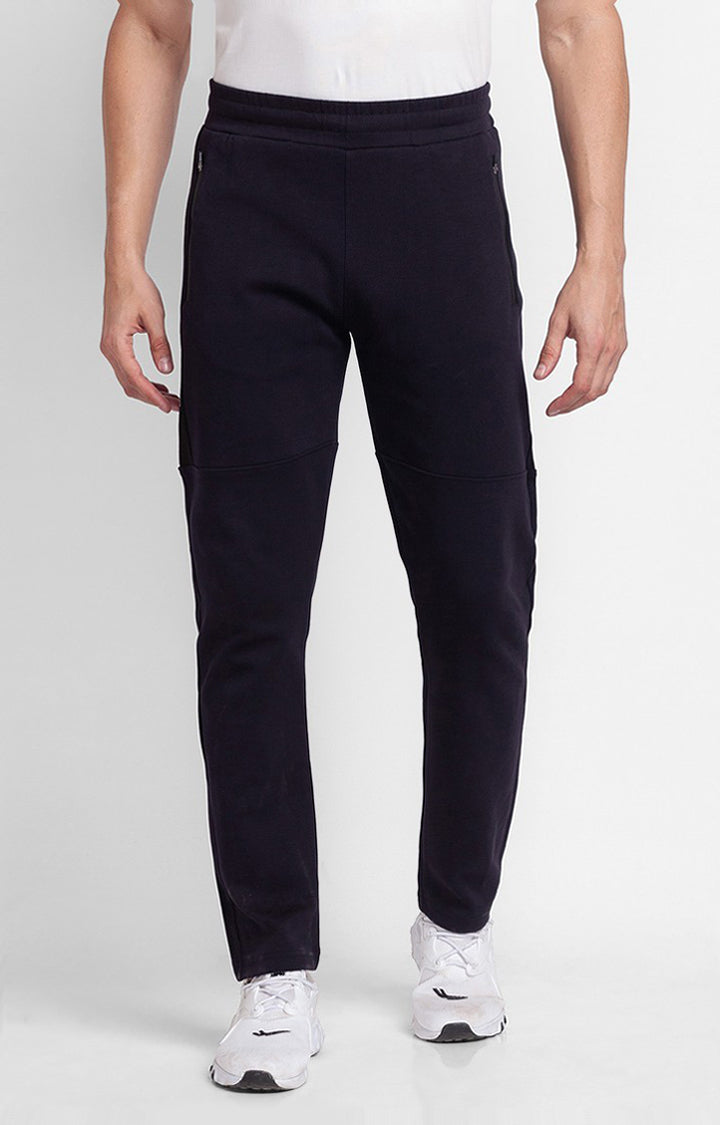 Spykar Navy Blue Cotton Slim Fit Trackpant For Men