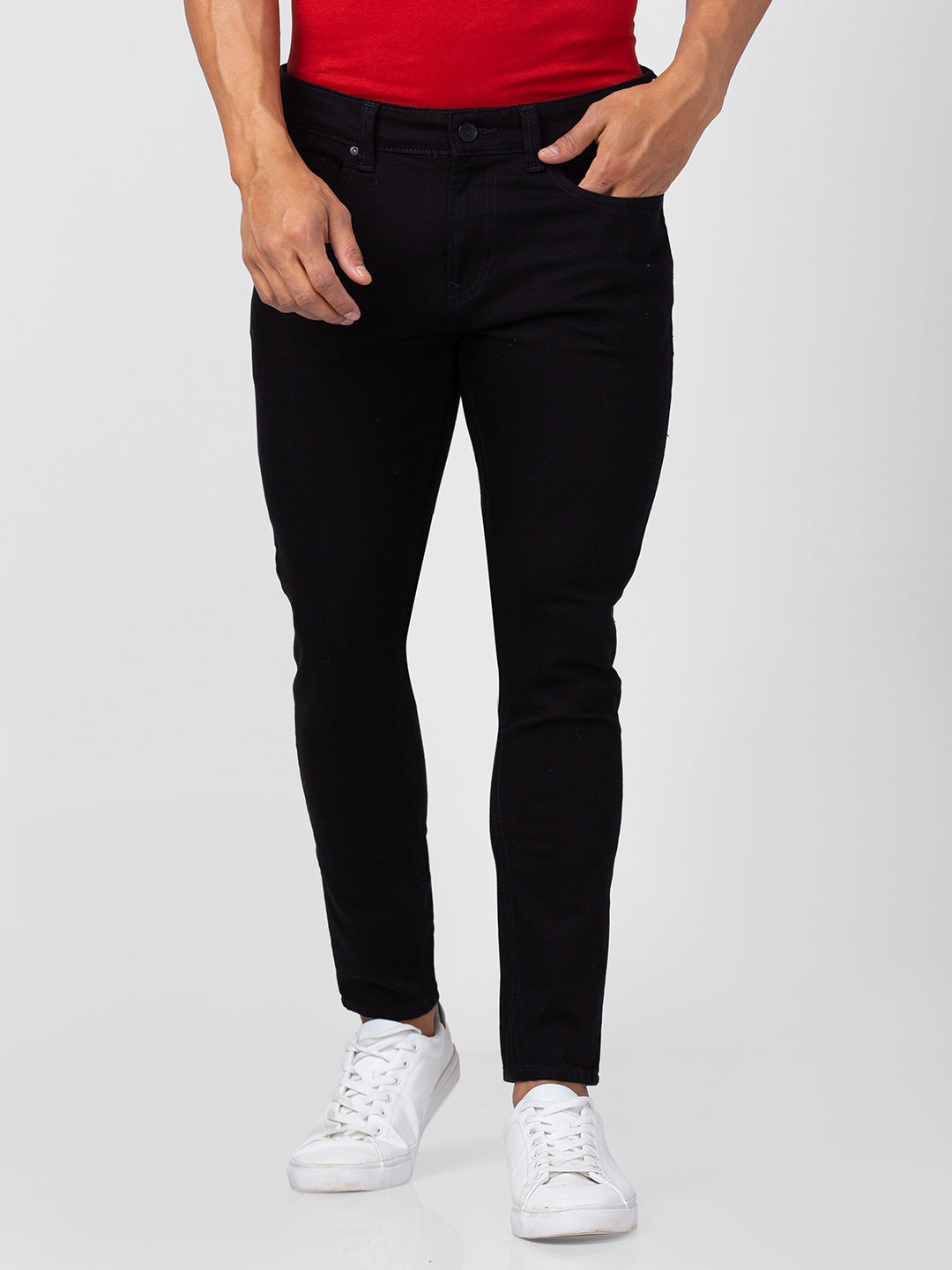 Spykar Men Black Cotton Slim Fit Tapered Length Jeans (Kano)