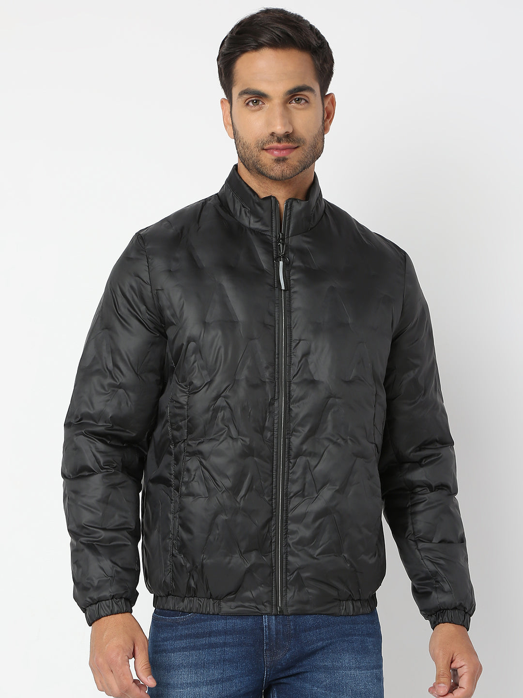 Spykar Men Black Nylon Regular Fit Jacket