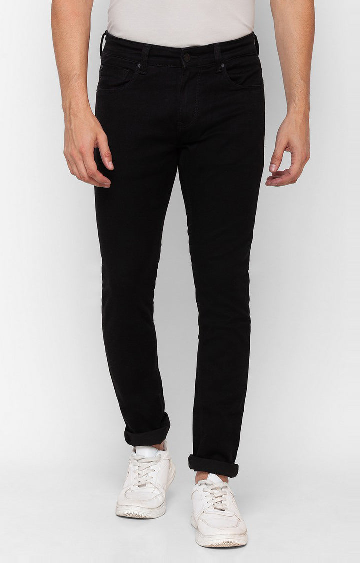 Spykar Raw Black Cotton Super Slim Fit Tapered Length Jeans For Men (Super Skinny)