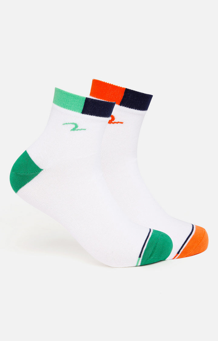 Spykar Green & Orange Solid Ankle Length Socks