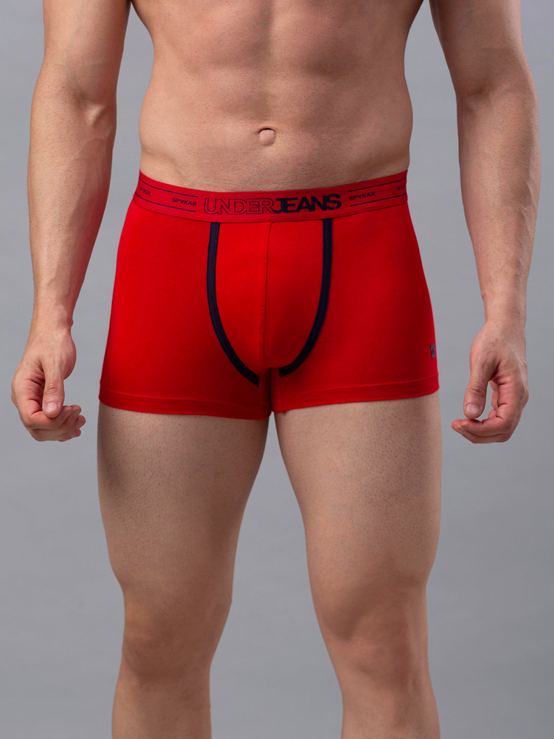 Underjeans By Spykar Men Premium Red Cotton Blend Trunk