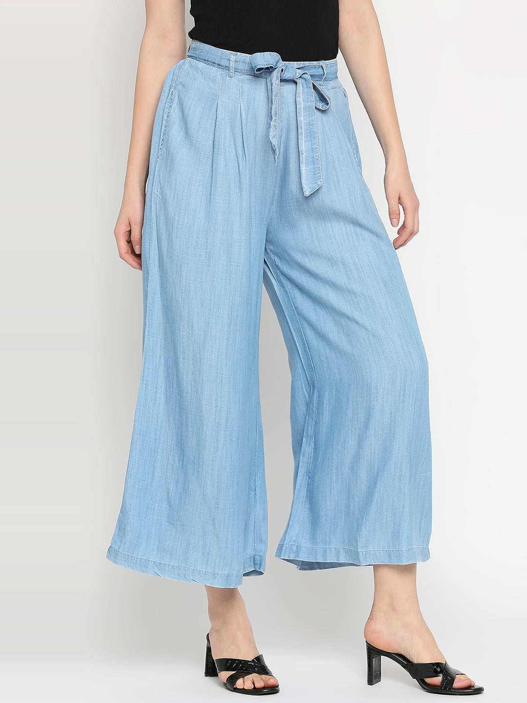 Spykar Women Light Blue Cotton Trouser