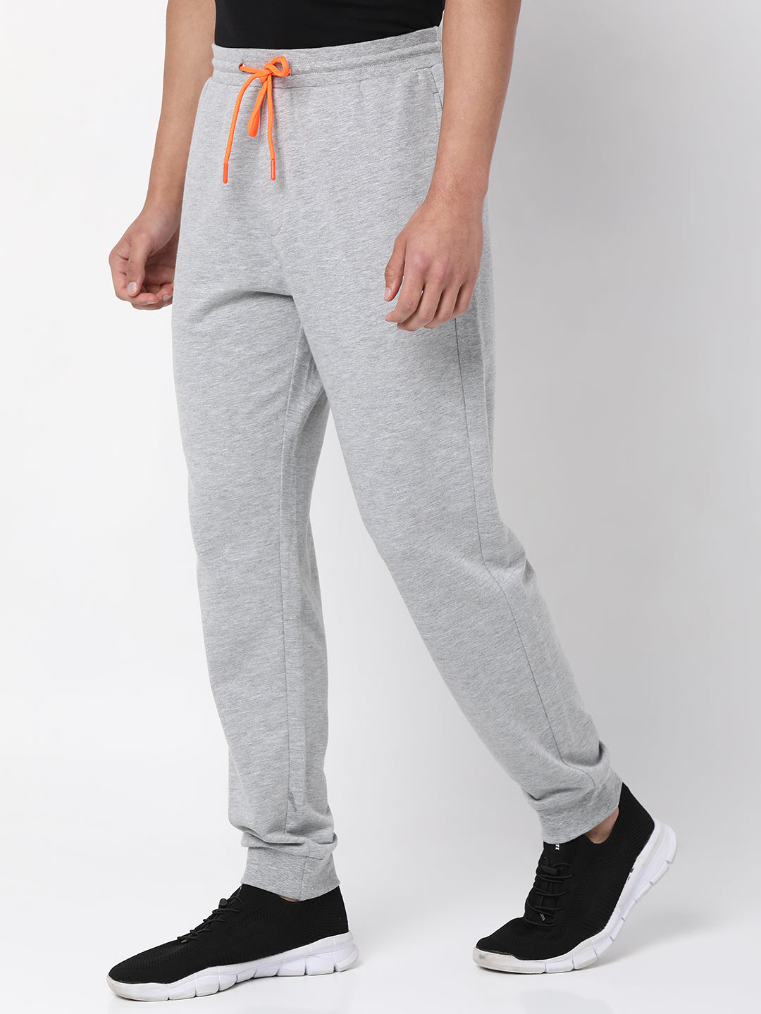 Men Premium Cotton Blend Knitted Grey Trackpant- Underjeans By Spykar