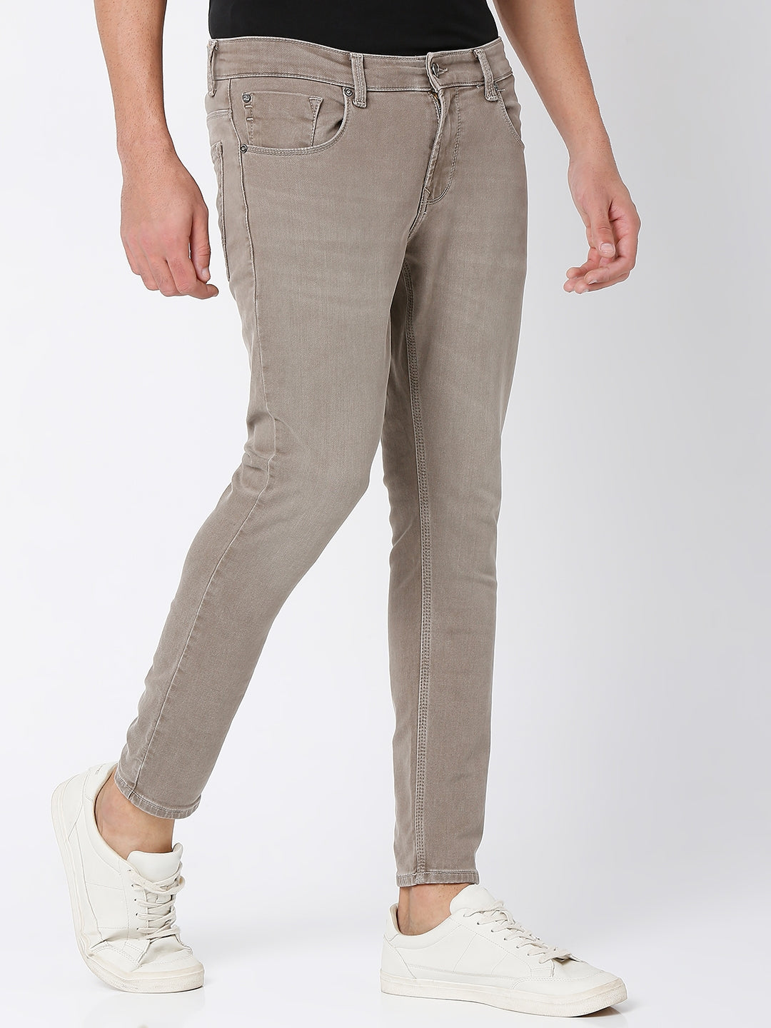 Spykar Men Grey Kano Slim Fit Mid Rise Coloured Jeans