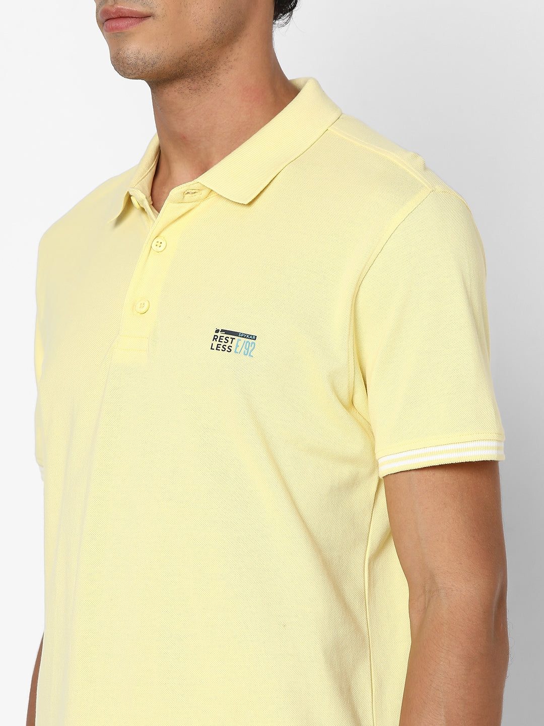 Spykar Men Butter Yellow Regular Fit Half Sleeve Plain Polo Tshirt