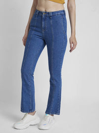 Women Elissa Jeans Boot Cut Fit Mid Blue Mid Rise