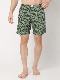 Underjeans By Spykar Men Premium Green Cotton Blend Regular Fit Boxer Shorts