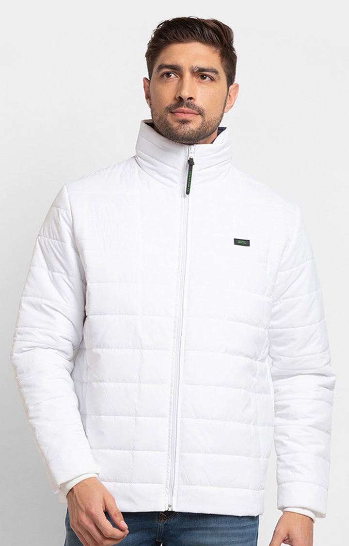 Spykar White Polyester Full Sleeve Casual Jacket For Men