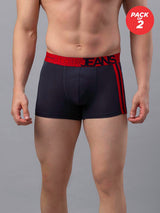 Men Premium Cotton Blend Grey-Red Trunk - (Pack Of 2)- Underjeans By Spykar