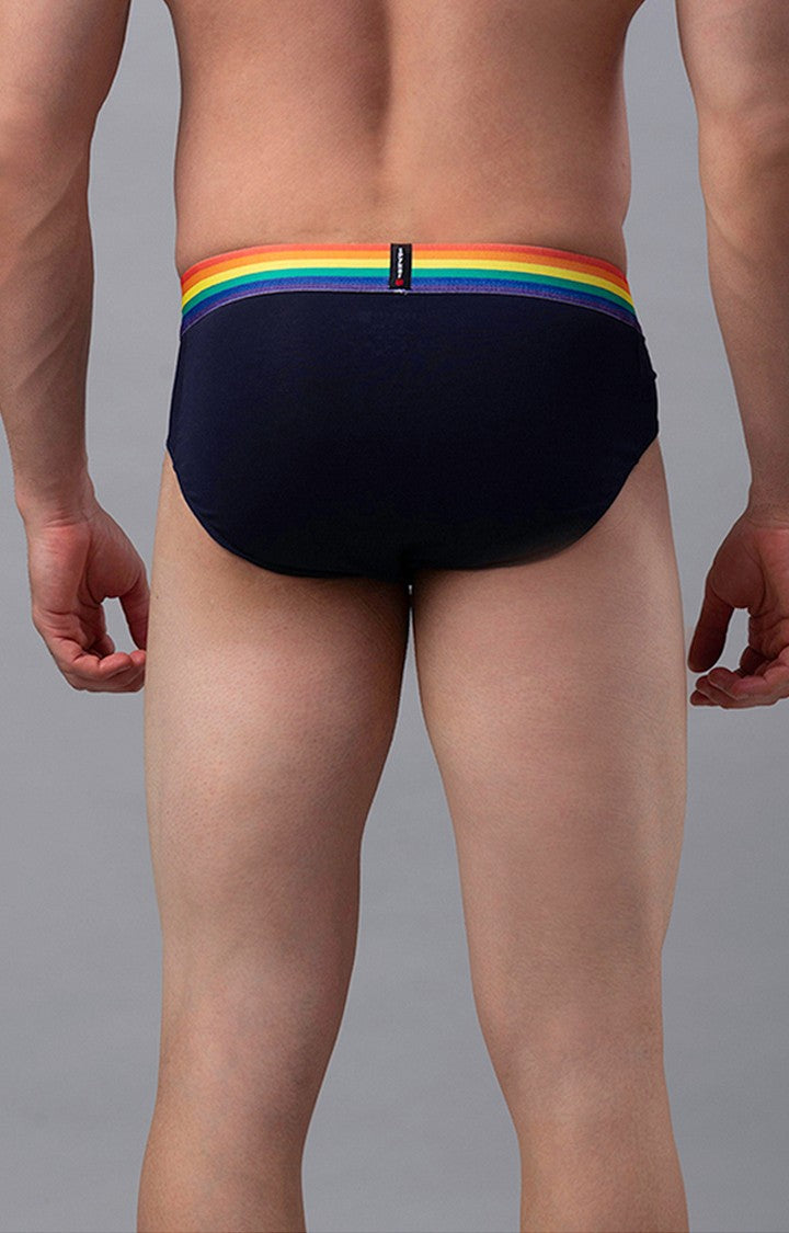 Underjeans by Spykar Men Navy Multi Regular Fit Briefs (Pack of 2)