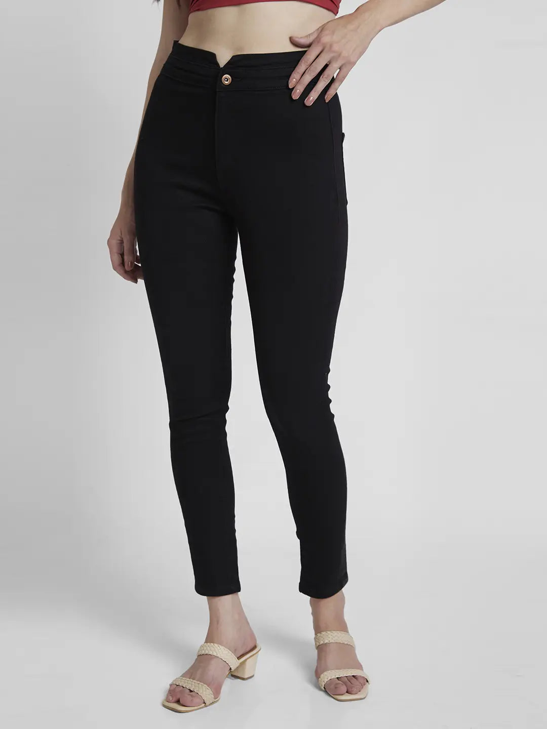 Women Jeans Super Skinny Fit Black Ankle Length