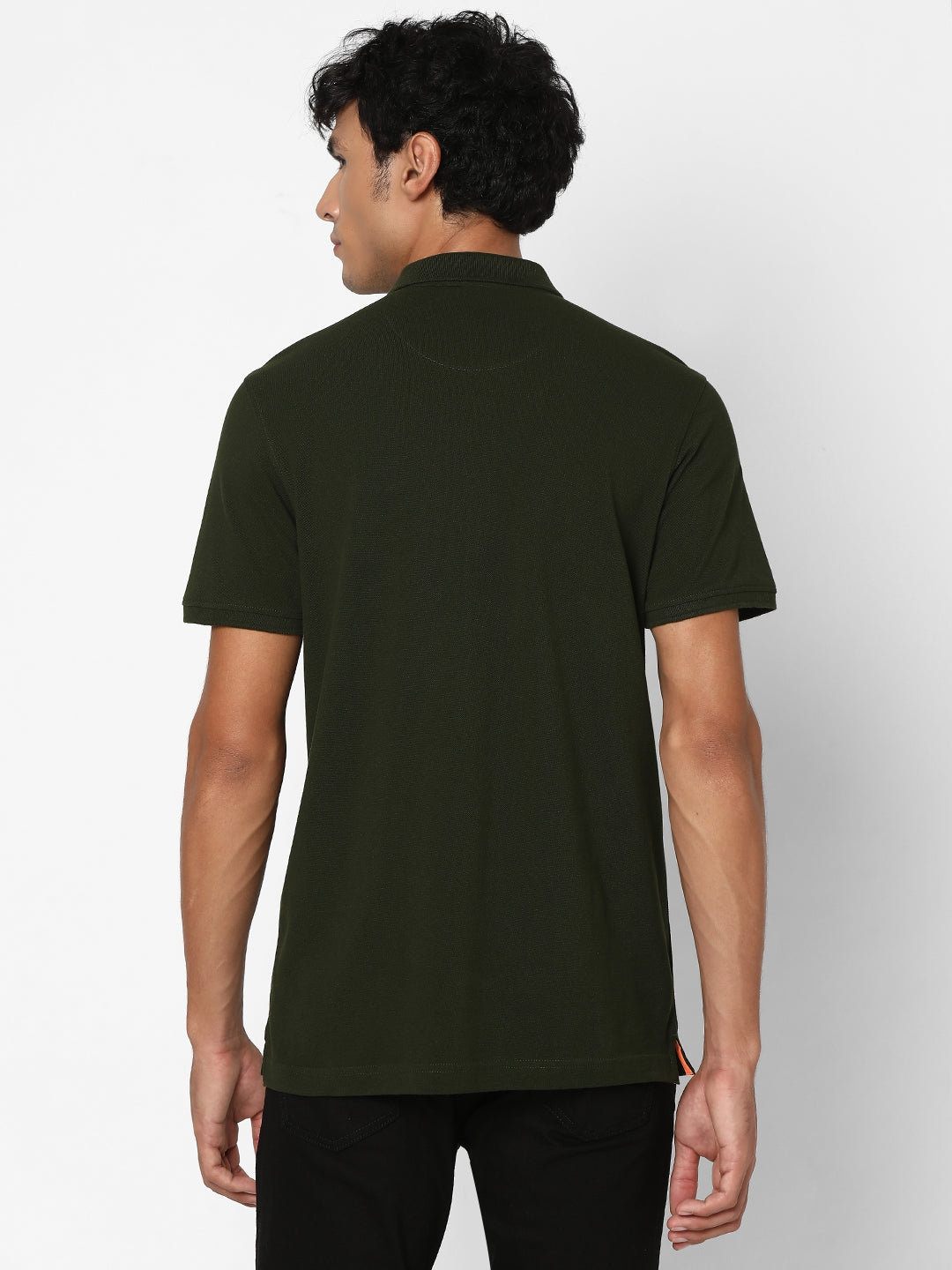 Spykar Men Rifle Green Regular Fit Half Sleeve Plain Polo Tshirt