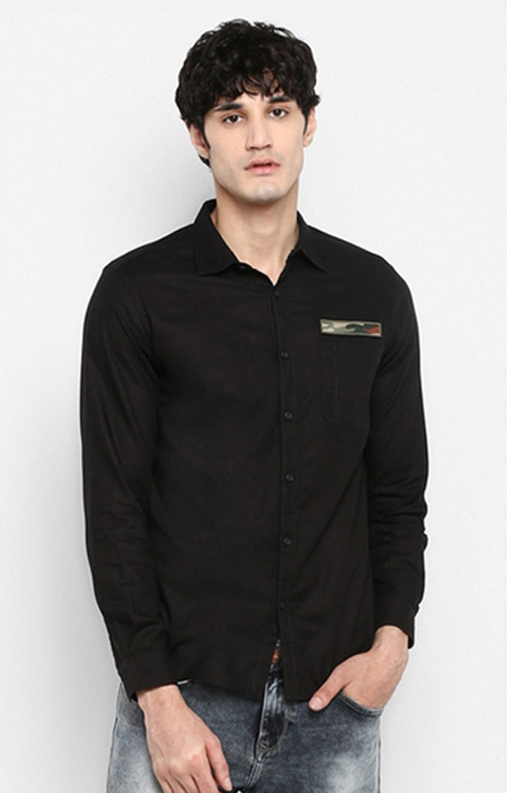 Spykar Men'S Black Cotton Solid Casual Shirts