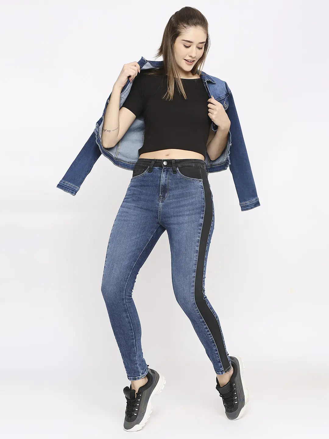 Women Alexa Jeans Super Skinny Fit Mid Blue High Rise