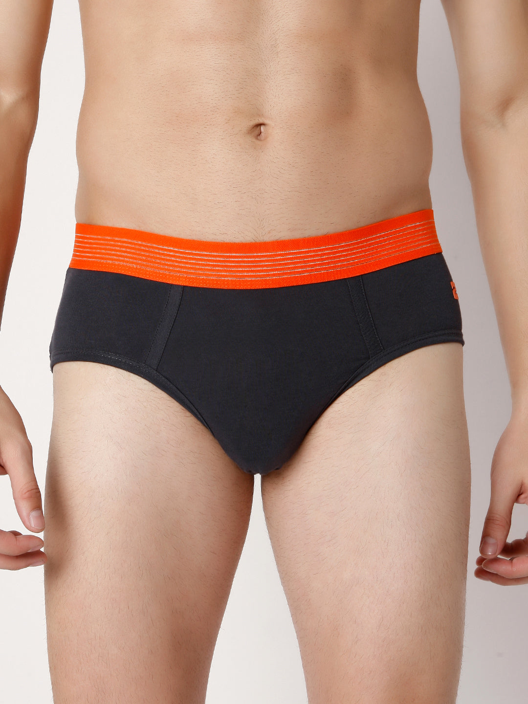 Men Premium Darkgrey Cotton Blend Brief- Underjeans By Spykar