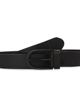 Men Black & Red Leather Belt